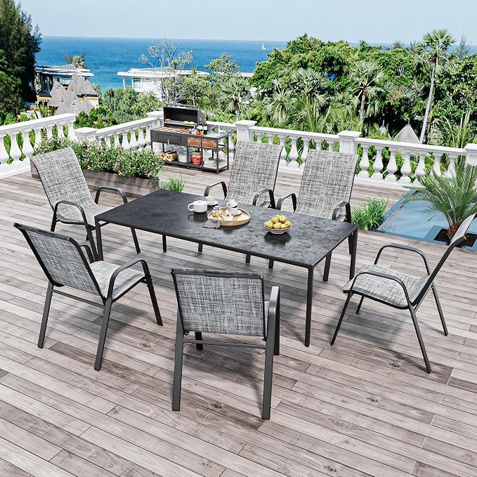 Stackable Patio Chairs Set of 8, Outdoor Chairs Set - Image 7