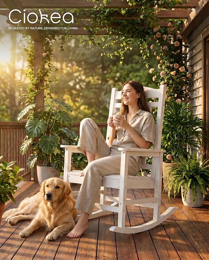 Oversized Outdoor Rocking Chairs, High Back Patio Rockers - Image 5