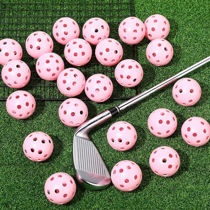 24 Pack Practice Golf Balls 42 mm Limited Flight Plastic Golf Training Airflow Hollow Ball for Driving Range Swing Practice Backyard Indoor Outdoor Home