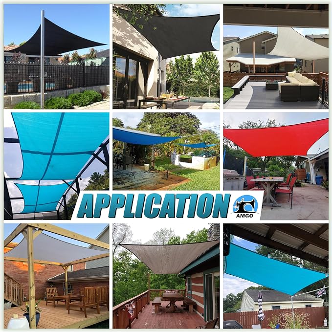 Amgo Custom Size 11' x 23' Beige Rectangle Square Sun Shade Sail UPF50+ - Image 4