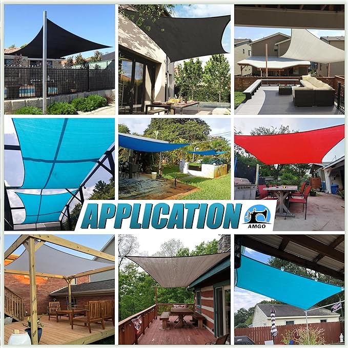 Amgo 08' x 10' Beige Rectangle Sun Shade Sail Canopy Awning UPF50+ AGTAPR0810 - Image 4