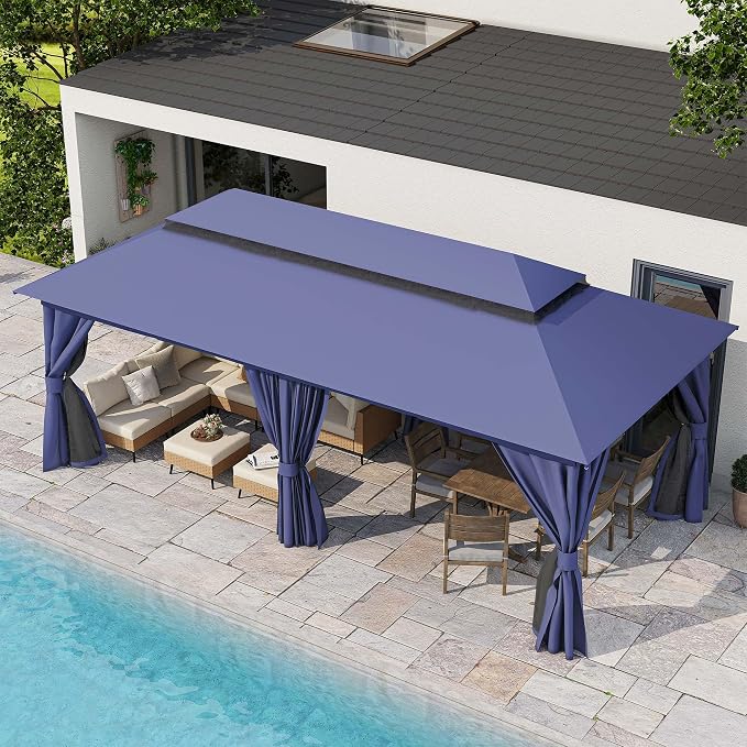 10'x20' Outdoor Gazebo, Metal Frame Heavy Duty Patio Canopy Tent Shelter - Image 4