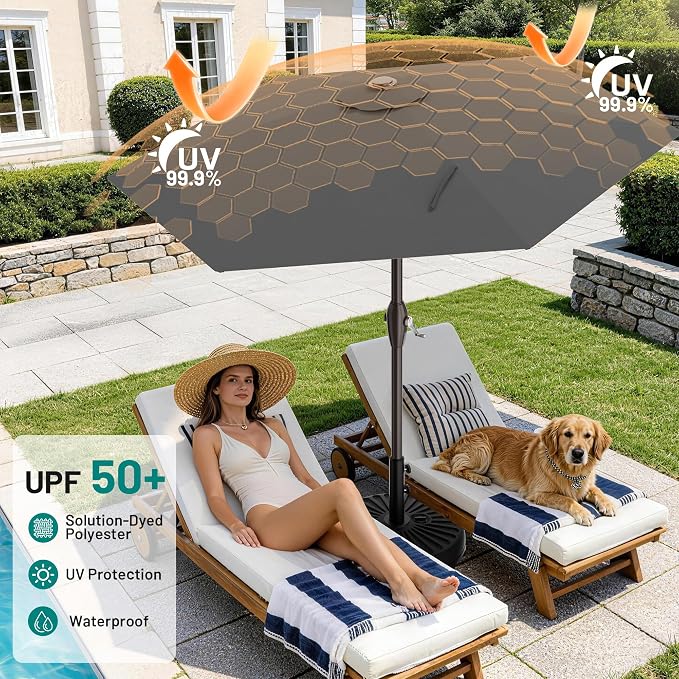 7.5FT Patio Umbrella Table Market Umbrella w/Tilt and Crank, Heavy-Duty Outdoor - Image 7