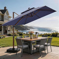 10x13FT Cantilever Outdoor Patio Umbrellas, Double Top Wood Pattern Rectangle by ORYNTREX