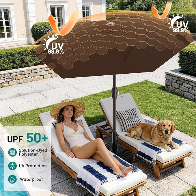 7.5FT Patio Umbrella Table Market Umbrella w/Tilt and Crank, Heavy-Duty Outdoor - Image 5