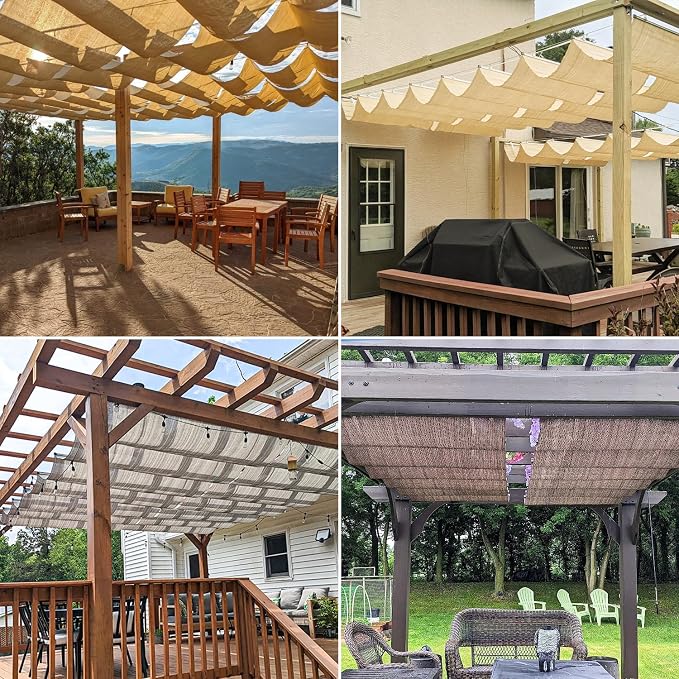 Windscreen4less 3' x 11' Retractable Sun Shade Canopy Cover Sliding Wave Shade - Image 2