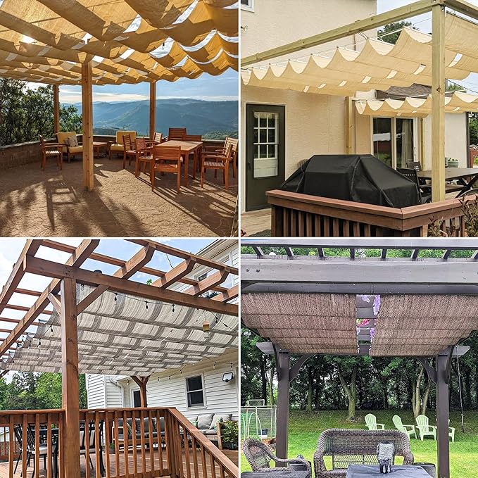 Windscreen4less 3' x 35' Retractable Sun Shade Canopy Cover Sliding Wave Shade - Image 2