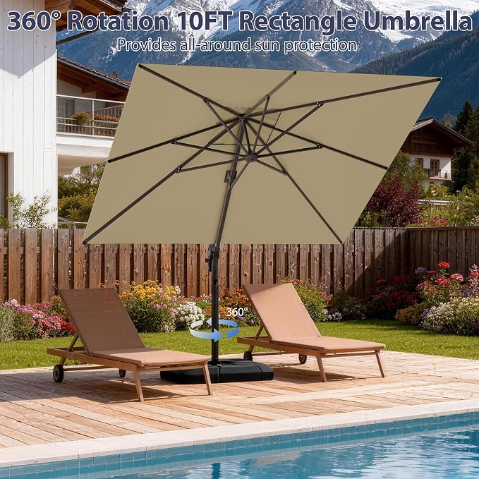 10' X 10' Patio Umbrella Cantilever Outdoor Rectangle Umbrella - Image 4