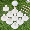 Sumind 10 Set Golf Rubber Tee Holder Set for Driving Range Golf Practice Mat Indoor Outdoor Size 1.5 Inch (10 Rubber Tee Holders, 10 Bamboo Tees)