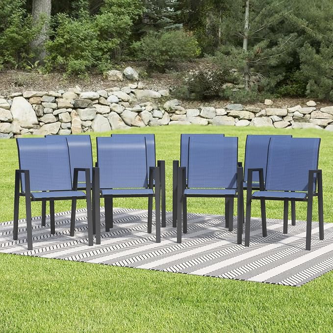Outdoor Patio Chairs Set of 8, Lightweight Patio Set - Image 8