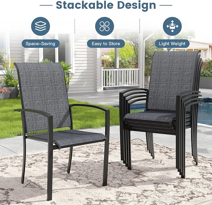 DIFY Patio Chairs Set of 2, Stackable Outdoor Dining Chairs - Image 5