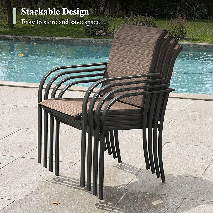 Outdoor Chairs Set of 4, Stackable Patio Dining Chairs - Image 5