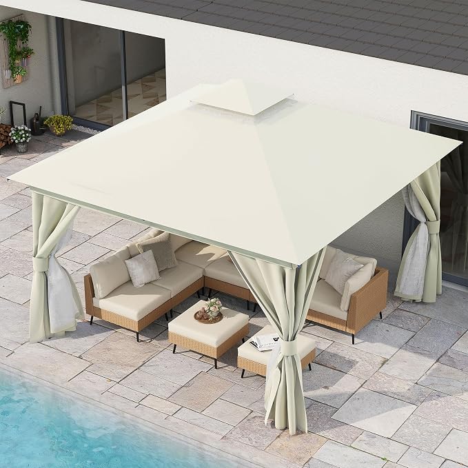12'x12' Outdoor Gazebo, Metal Frame Heavy Duty Patio Canopy Tent Shelter - Image 4