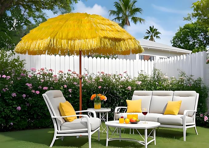 AMMSUN 7.5ft Hula Thatched Hawaiian Tiki Patio Beach Umbrella - Image 4