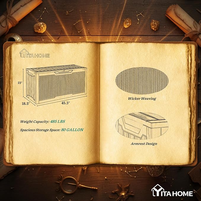 YITAHOME 80 Gallon Outdoor Storage Box | Large Water Resistant Resin Deck Box - Image 8