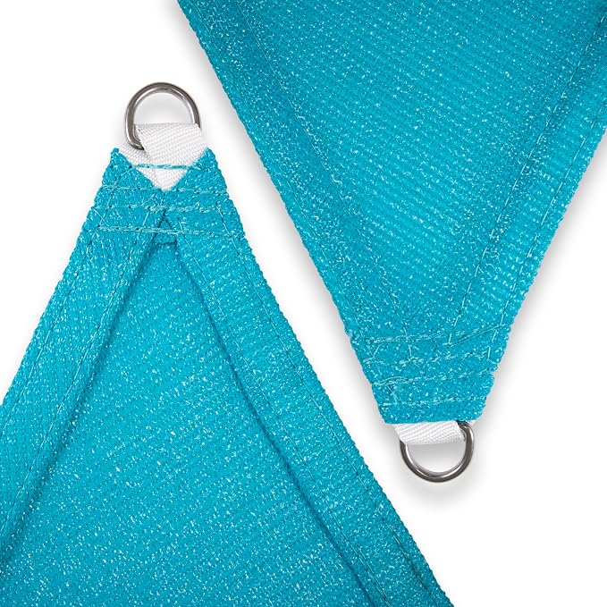 Amgo Custom Size 12' x 17' x 20.8' Turquoise Triangle Sun Shade Sail UPF50+ - Image 8