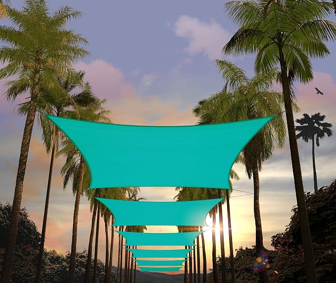 Amgo Custom Size 18' x 24' Turquoise Rectangle Square Sun Shade Sail UPF50+ by Amgo