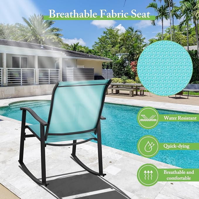 Shintenchi 3 Piece Rocking Bistro Set, Outdoor Furniture - Image 4