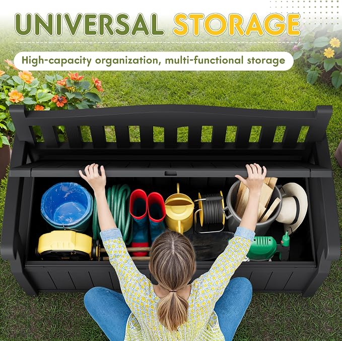 Greesum 80 Gallon Outdoor Storage Bench Deck Box, Waterproof UV Resistant - Image 5
