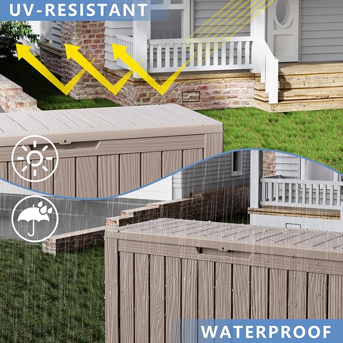 90 Gallon Waterproof Resin Deck Box, UV Resistant Outdoor Storage - Image 2