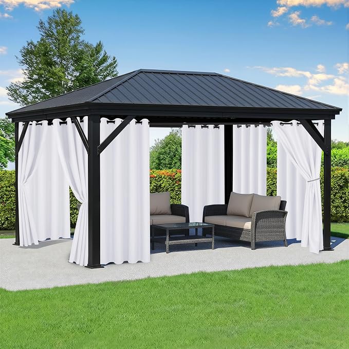 White Outdoor Curtains for Patio Waterproof, 8 Drape Panels | Privacy & by RichSets