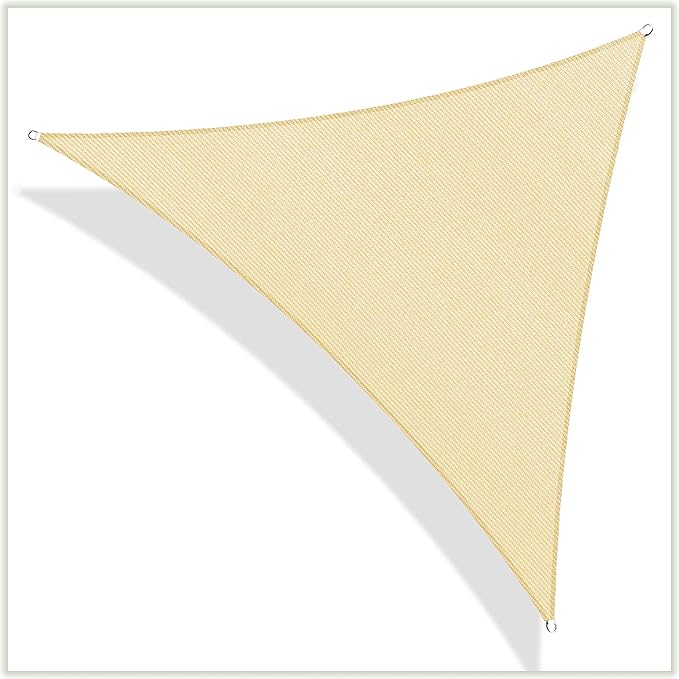 ColourTree 20' x 20' x 20' Beige Sun Shade Sail Triangle CTSLT20 - Image 2