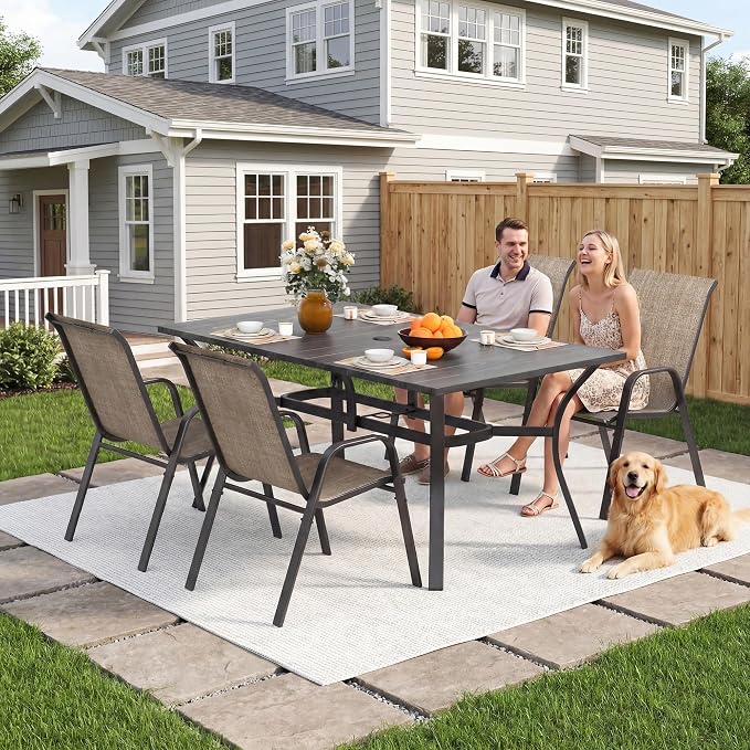 Outdoor Patio Chairs Set of 8 Stackable Dining Chairs All-Weather Textilene - Image 3