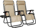 Yaheetech 26" Zero Gravity Recliners Adjustable Set of 2, Cup Holder Trays and by Unknown