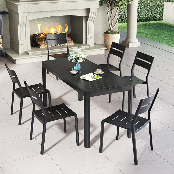 Pellebant Aluminum Stackable Outdoor Patio Dining Chairs Set of 4 | Outdoor - Image 9