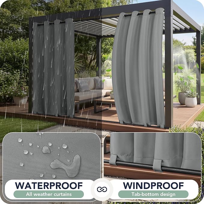 Gazebo Curtains Outdoor Waterproof 6 Panels, Porch Sun Shade | Weatherproof & - Image 2