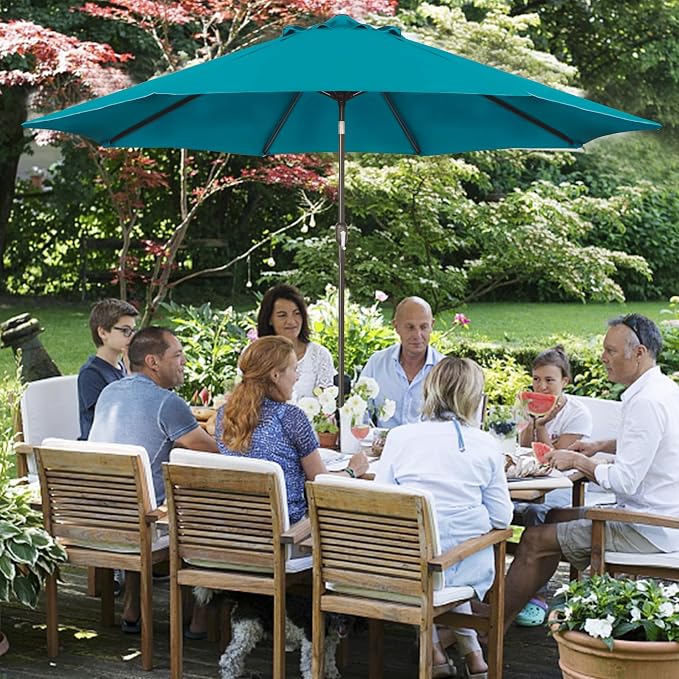 9' Outdoor Patio Umbrella, Outdoor Table Umbrella, Yard Umbrella, Market - Image 6