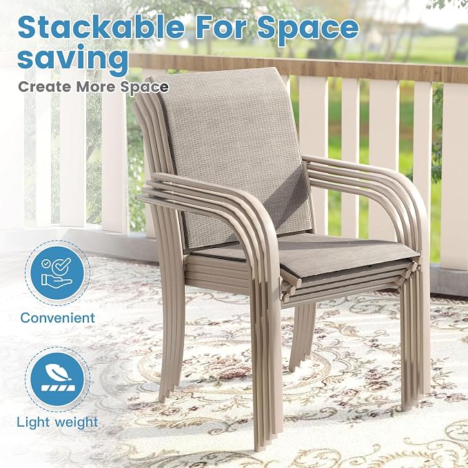 DIFY Patio Dining Chairs Set of 4, Stackable Outdoor Metal Chairs - Image 5