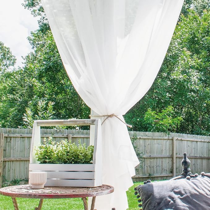 Outdoor Sheer Curtains for Patio Waterproof, 2 Panels Rod Pocket Indoor/Outdoor - Image 3