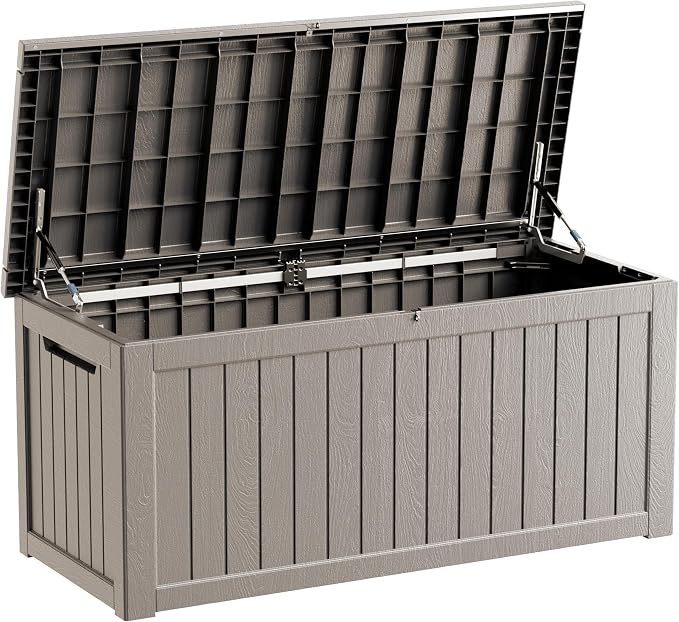 Outdoor Storage Box, 270 Gallon Waterproof Deck Box, Super-Sized Gas-Spring by GraceYourYard