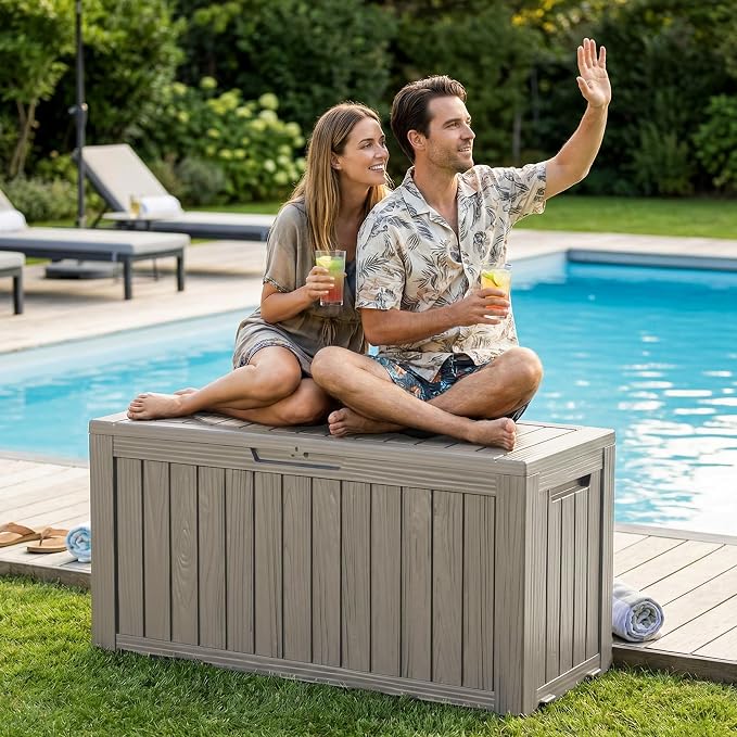 DRATO 100 Gallon Waterproof Deck Box Outdoor Storage Box - Image 6