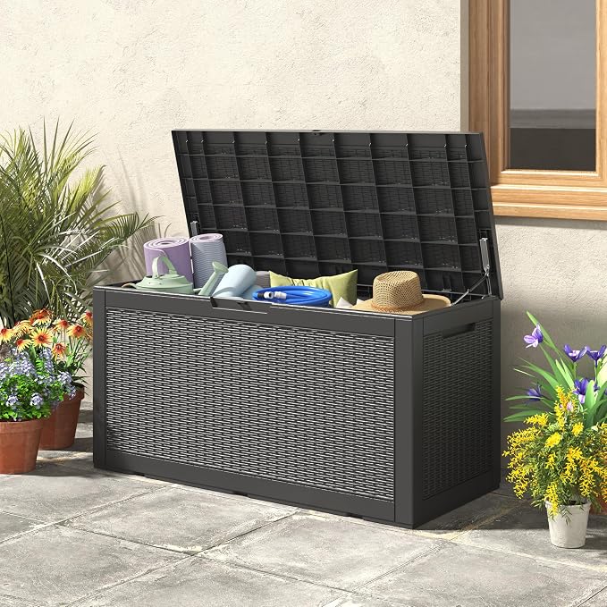 120 Gallon Waterproof Large Resin Deck Box, Lockable Large Outdoor Storage - Image 7