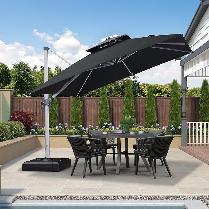 PURPLE LEAF Cantilever Patio Umbrellas 10' x 10' Square Double Top, 3-Yr - Image 2