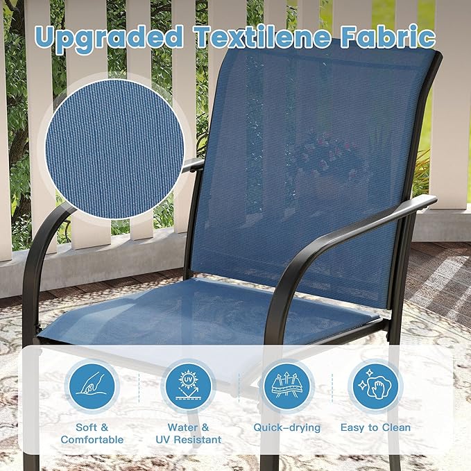 DIFY Patio Dining Chairs Set of 4, Stackable Outdoor Metal Chairs - Image 4