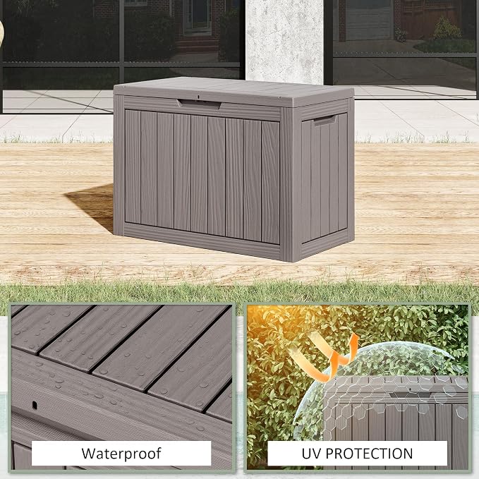 50 Gallon Outdoor Storage Box, All-Weather Resin Deck Box Outdoor Waterproof - Image 3