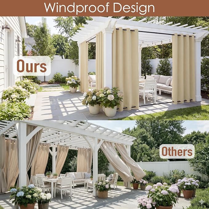 RYB HOME 2 Panels Outdoor Curtains - Image 2