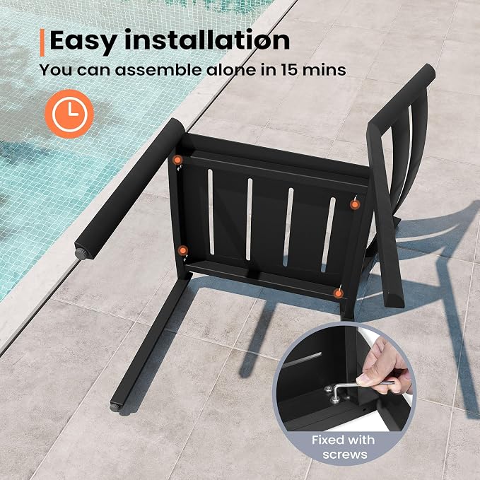 Pellebant Aluminum Stackable Outdoor Patio Dining Chairs Set of 4 | Outdoor - Image 5