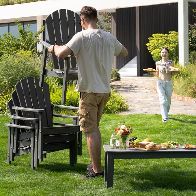 Stackable Adirondack Chairs Set of 4, Compact HDPE - Image 7