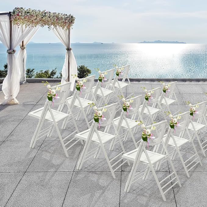 VINGLI Bamboo Folding Chair, Foldable Dining Wood Chairs Comfortable Seat - Image 8