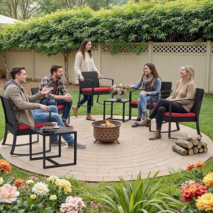 Homall Patio Furniture Set 3 Piece Resin Outdoor Bistro Set Rocking Patio Chairs - Image 9