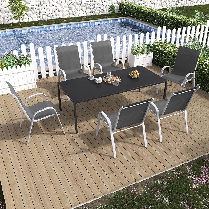 Amopatio Patio Chairs Set of 6, Stackable Outdoor Dining Chairs - Image 2