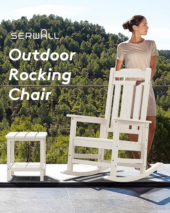 SERWALL HDPE Oversized Outdoor Rocking Chairs Set of 4, Patio Rocker, All - Image 8