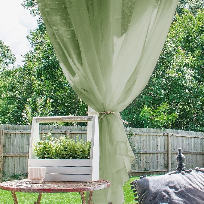 Outdoor Sheer Curtains for Patio Waterproof, 2 Panels Rod Pocket Indoor/Outdoor - Image 7