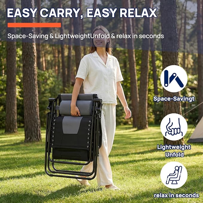 Zero Gravity Lawn Chairs, Oversized Padded Outdoor Chairs - Image 6
