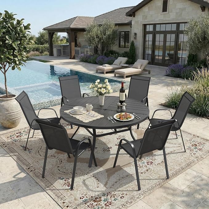 DIFY Patio Chairs Set of 8, Stackable Outdoor Dining Chairs Set - Image 2