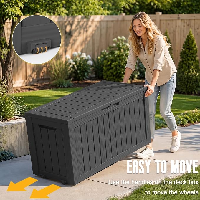 DRATO 100 Gallon Waterproof Deck Box Outdoor Storage Box - Image 3